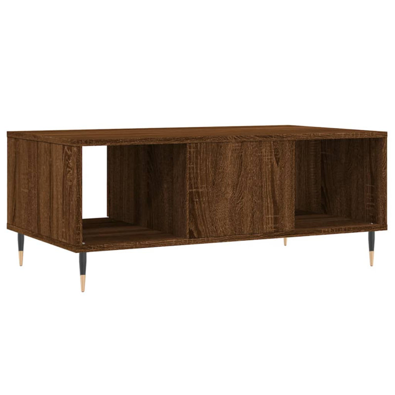 Ceda Four Leg Coffee Table with Storage, Brown Oak