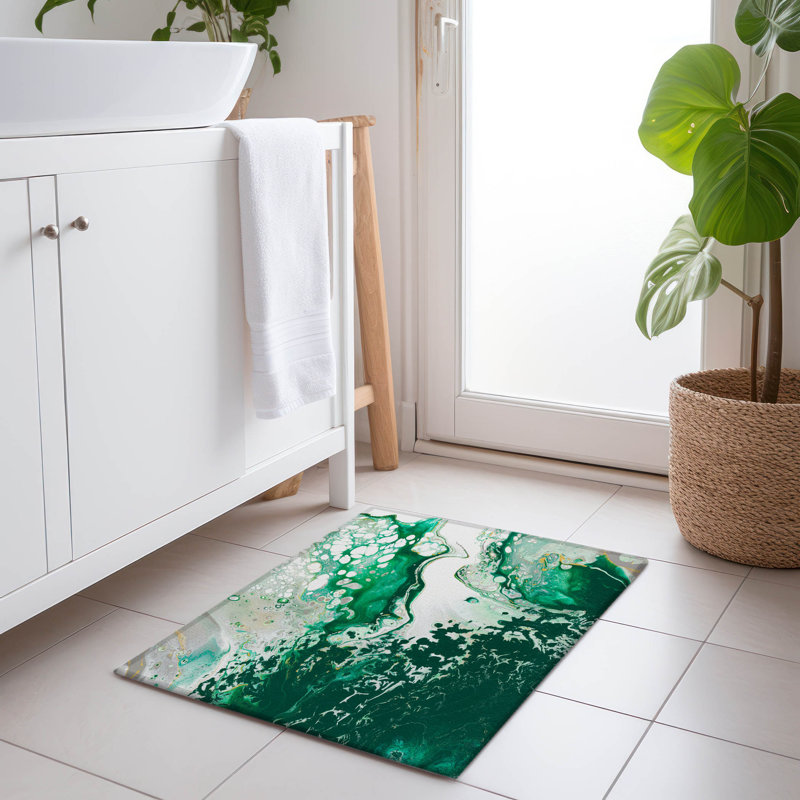 Tapis vert de qualité supérieure lavable à la machine Chananya, Rectangle 1 pi 8 po x 2 pi 6 po