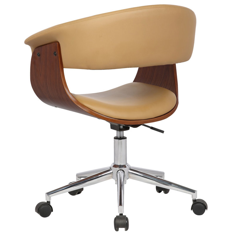 Grumium Faux Leather Mid-Century Office Chair, Camel