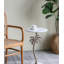 Table d'appoint ronde 14 po x 14 po x 24 po avec plateau en marbre blanc et palmier doré