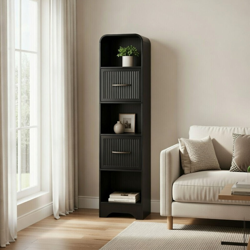 Bibliothèque étroite - noir, Black