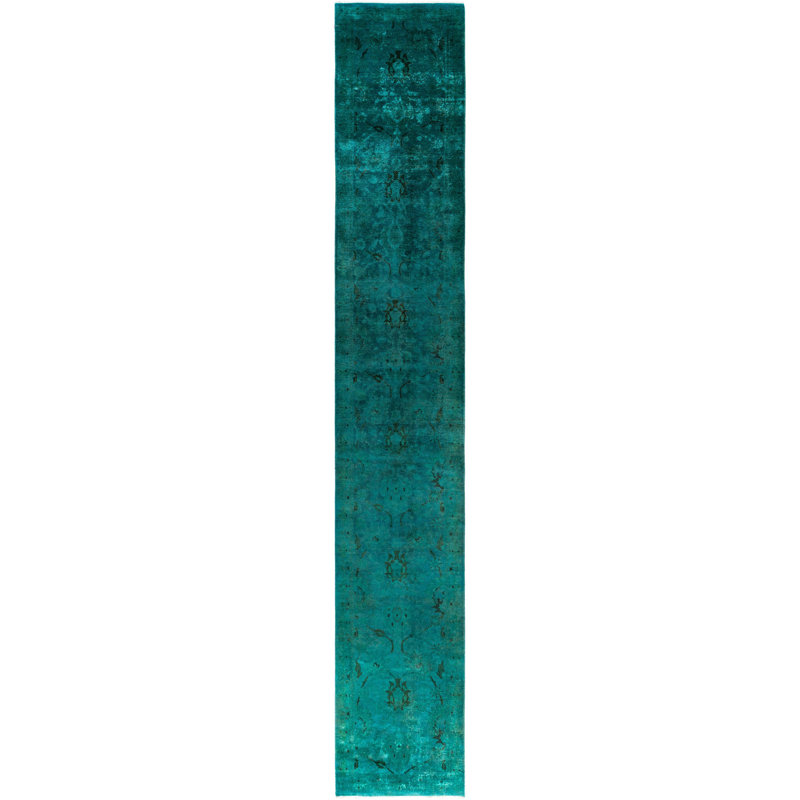 Overdyed One-of-a-Kind 2' 7" X 16' 5" Hand Knotted Area Rug