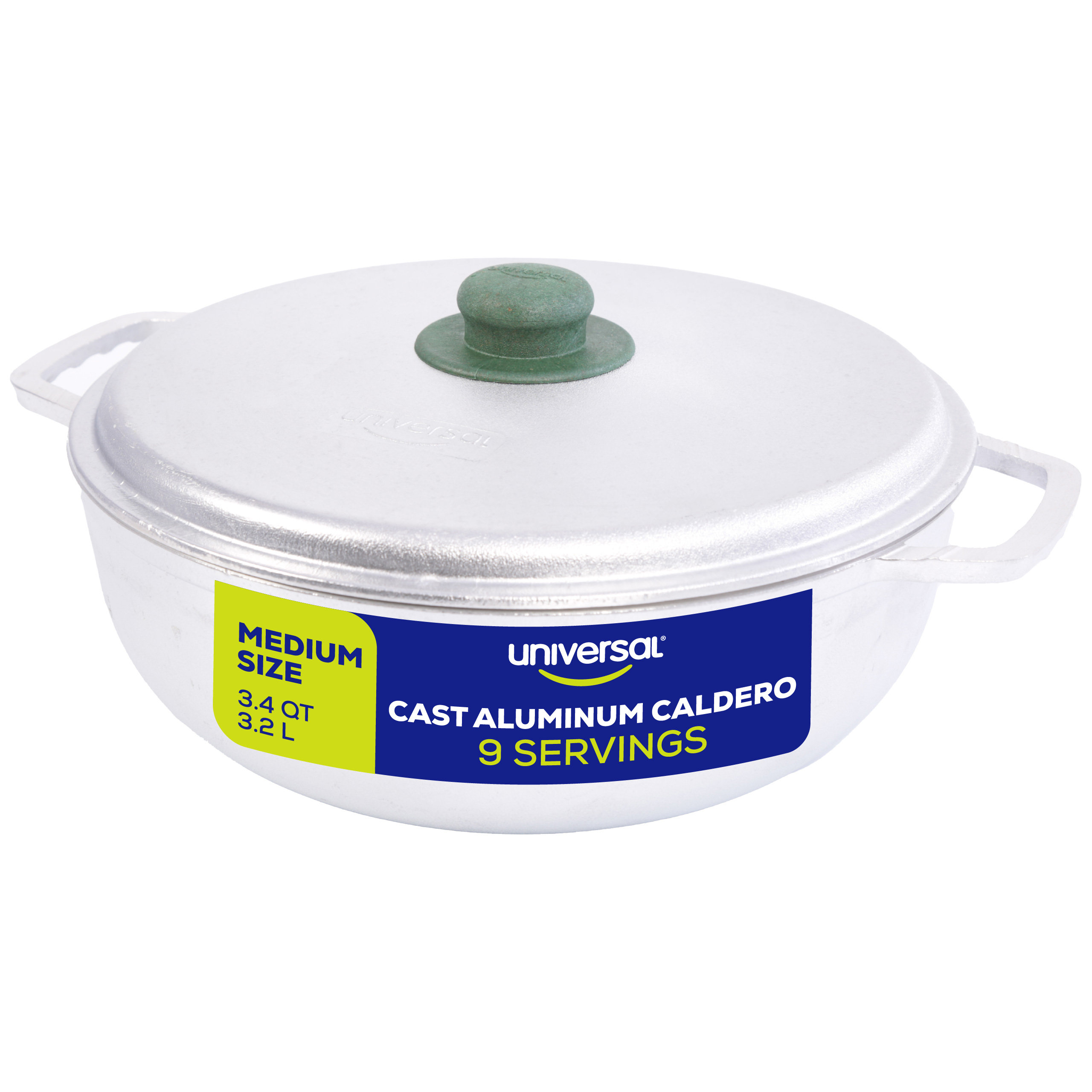 Aluminum Kitchen Caldero Pot With Lid 4.6 Quart, Silver