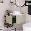 Meuble-lavabo mural 24 po avec bords arrondis et conception rayée, armoire de rangement avec tiroir, jumelé à un lavabo rond en céramique blanche-1945034583