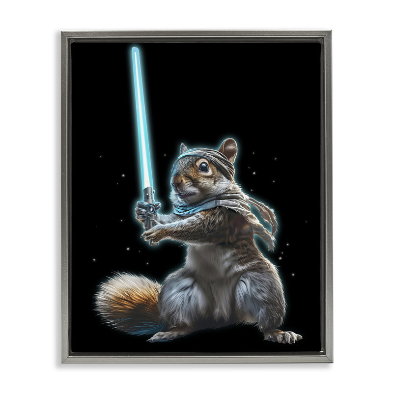 Feel The Force Squirrel Floating Frame, design by Jim Baldwin, Lustre Grey Floater Frame, 21" H x 17" W