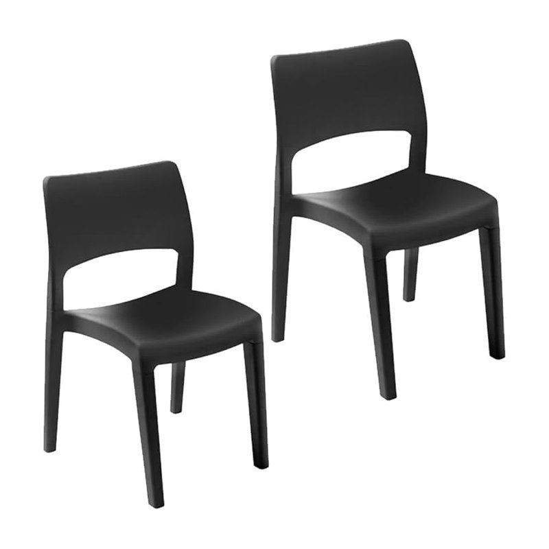 Leda Stacking Patio Dining Armchair, Black