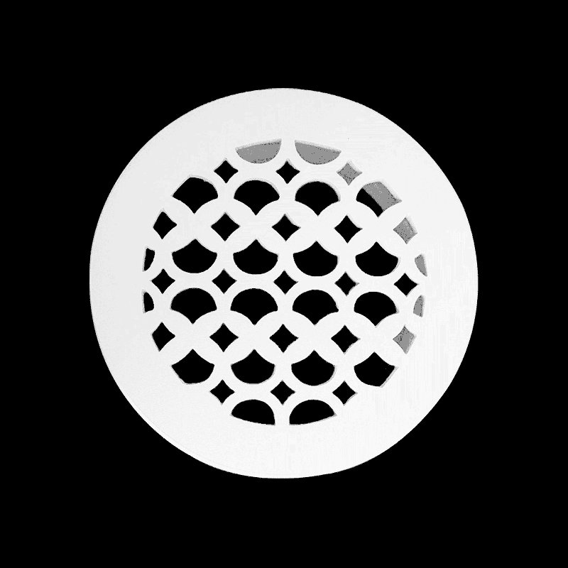 Grille d'aération 7,5 po Tudor Mushroom, ronde 6 po, fonte d'aluminium, VR100, Blanc