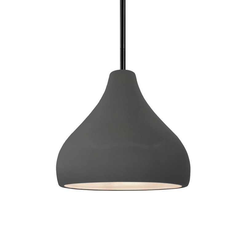 Luminaire suspendu à 1 lumière Meydan, H 7,25 po x l 8 po x P 8 po, Gris brillant, Noir mat