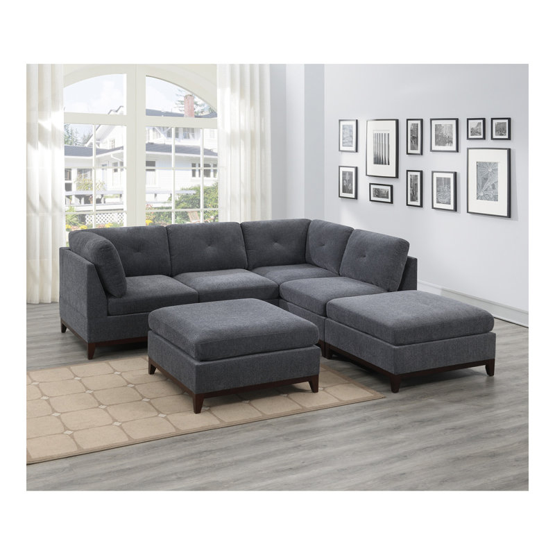 Ensemble de canapé modulaire en chenille 6 pièces pour canapé modulaire en L en coin de chenille, Chenille Gun Gun