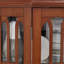 Vitrine de coin avec tablettes en verre trempé et éclairage, pieds en bois massif réglables H 69,31 po-1057090392