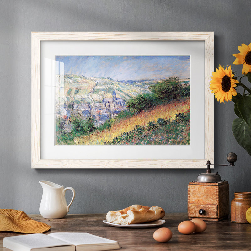 Vue de Vetheuil, impression sur papier encadrée, Blanc, H 14 po x l 20 po