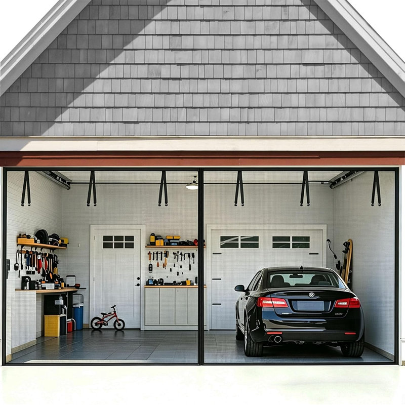 Moustiquaire magnétique de porte de garage 16 x 8 pi pour garage double