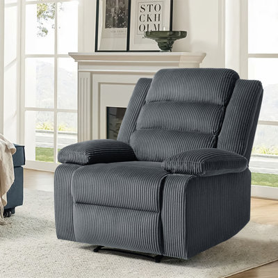 Ameiah Upholstered Corduroy Manual Push Back Recliner Chair with Wingback by Ebern Designs