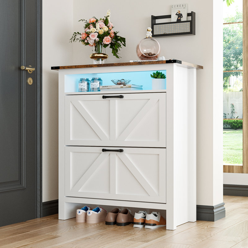 Kathlin 24-Pair Shoe Storage Cabinet with LED Light