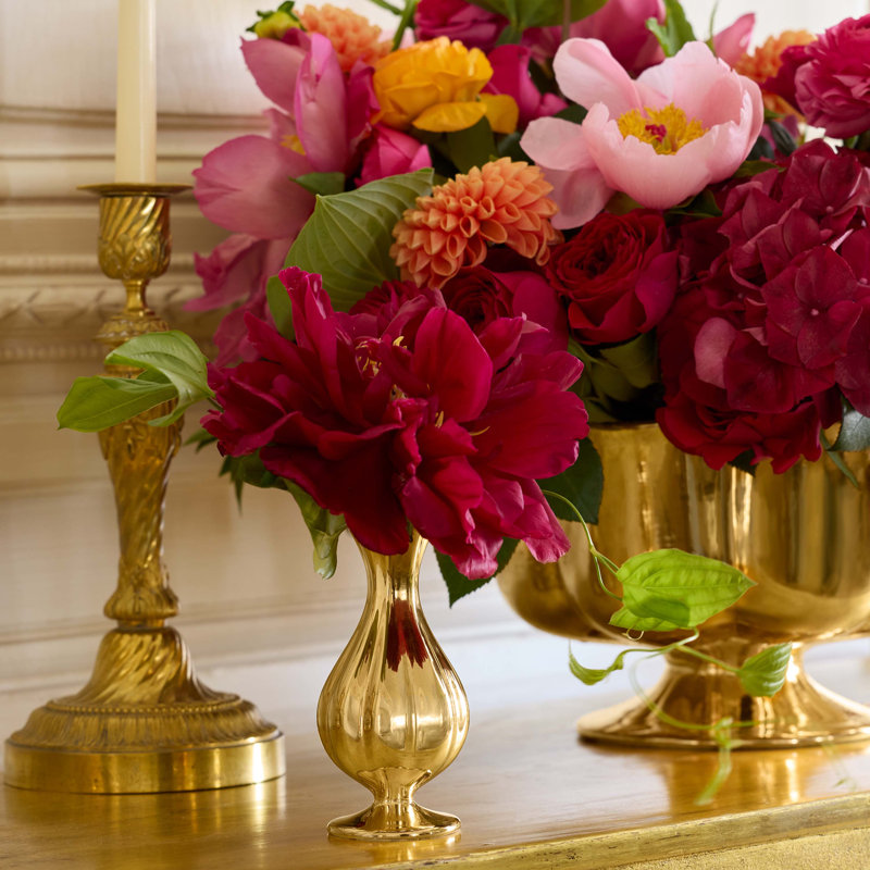 Pauline Medium Bud Vase, Gold, 5.6" H x 2.7" W x 2.7" D