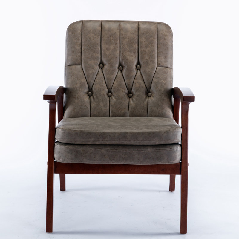 Fauteuil Mischell, Similicuir brun