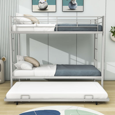 Twin Over Twin Metal Bunk Bed With Trundle