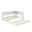 L-Shaped Full-Size Multifunctional Daybed With  Trundle, Storage Shelves, USB Ports & LED Lighting-1159112642