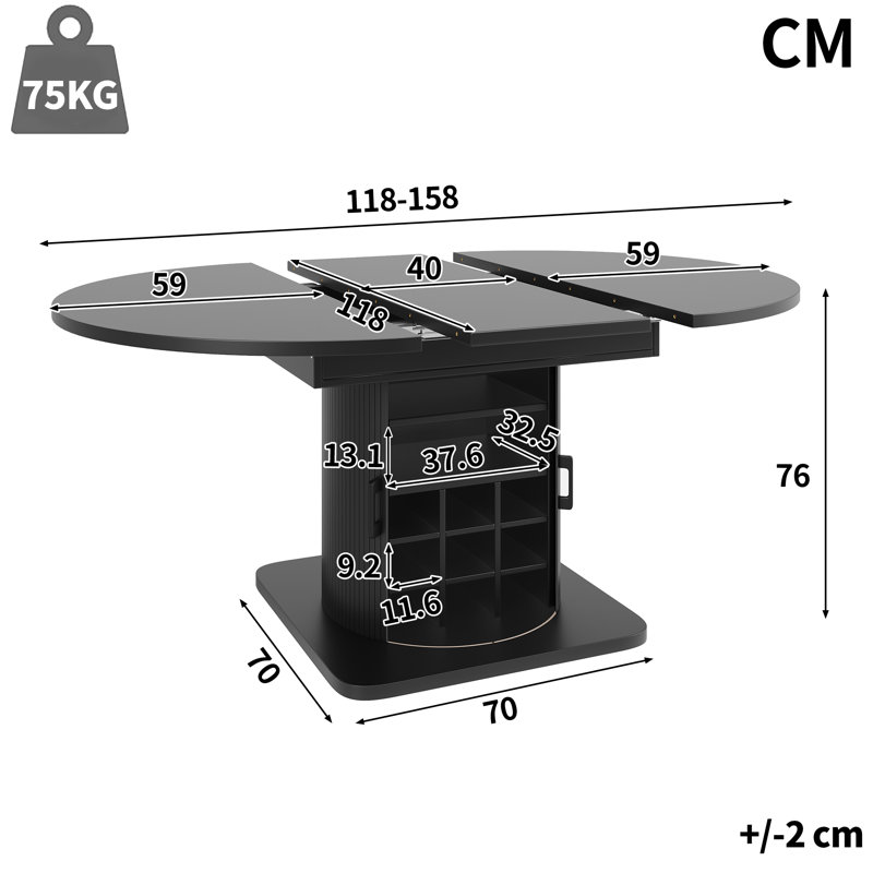 Extendable Dining Table, black