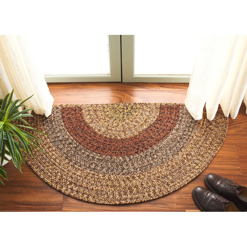 Welling Woven Performance Machine Washable Performance Chevron Indoor/Outdoor Area Rug, Half-circle 2' x 4'