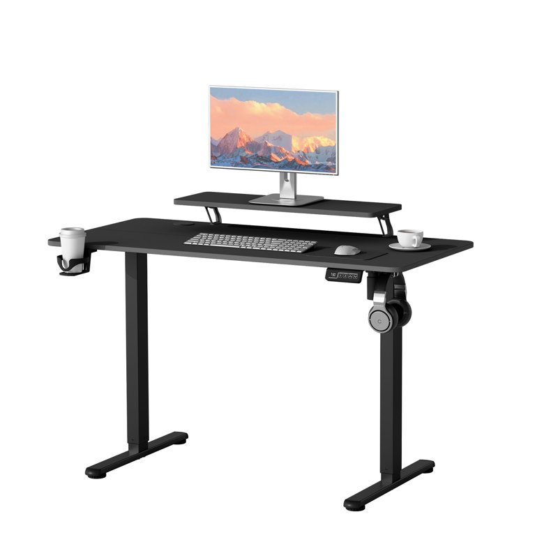 Kreutzer Height Adjustable Standing Gaming Desk, 28.7" H x 47.24" W x 23.62" D, Black/Black