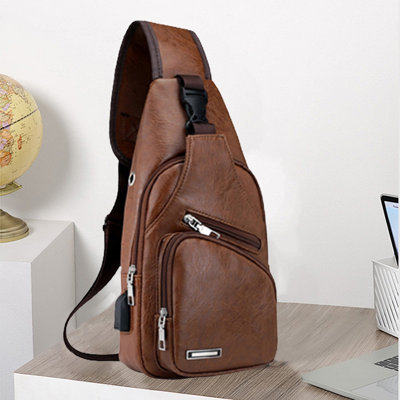 Sac à dos à bandoulière pour homme Femme Sac à dos à bandoulière Sac à dos avec trou d'écouteurs pour la randonnée