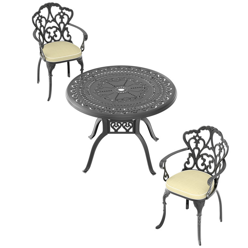 Mobilier de patio en fonte d'aluminium - et design élégant 3, coussins confortables