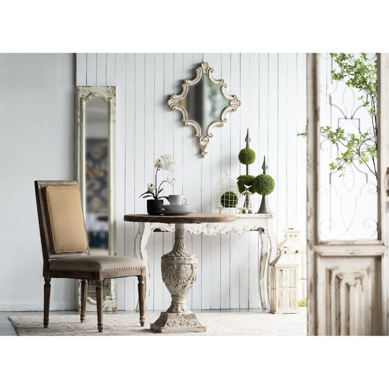 Bureau artistique, chambre à coucher, salon, élément de miroir de hall d'entrée - 30 po x 23,5 po en bois blanc