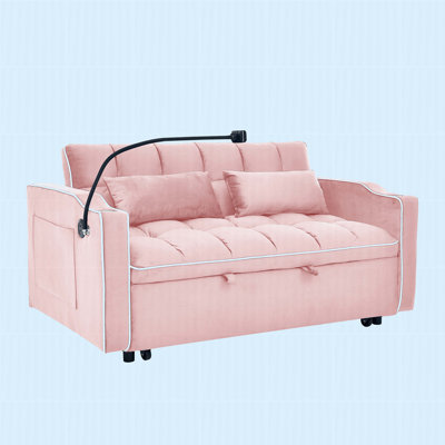 55,51 po. Canapé-lit pliable polyvalent, canapé-lit moderne en velours, dossier réglable et port USB