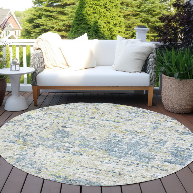 Tapis bleu intérieur / extérieur lavable à la machine Cicel ACN1128, Rond 8 pi