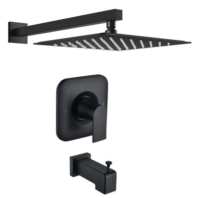 Replacement For Moen Shower Faucet Trim Kit, 12" Rainfall Showerhead, Shower Handle& Tub Spout