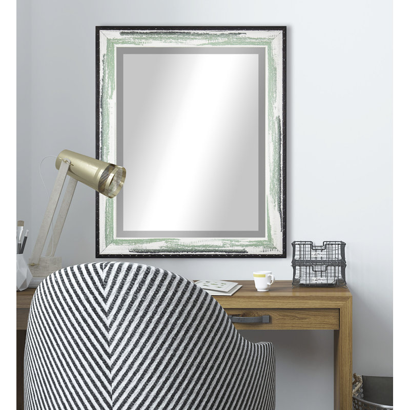 Solid Wood Flat Wall Mirror, Seafoam, 35.5" H x 23.5" W