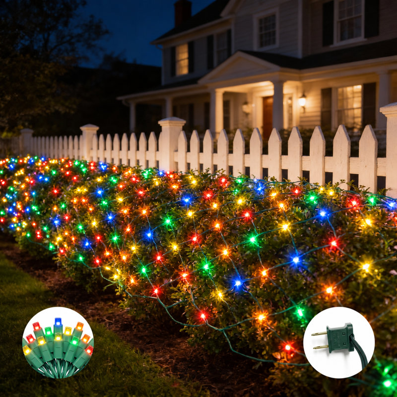 6x4FT-70 Lights Multicolor Mini LED Net Lights Commercial Grade Waterproof for Holiday Decoration, Christmas Decors
