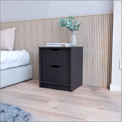 Basilea 2 Drawers Nightstand , End Table, Side Table Pull Out System -White