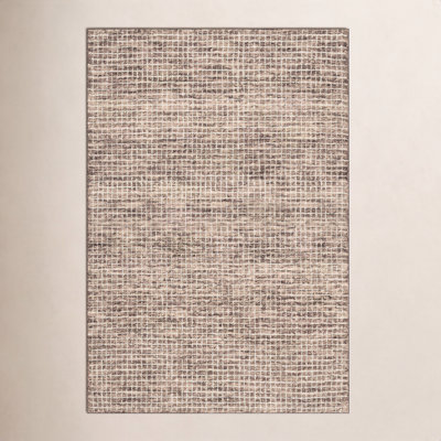 Brown Hand-Tufted Checkered Wool Rug