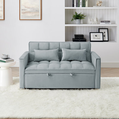 54.33 Inch Versatile Foldable Sofa Bed In 3 Lengths, Modern Sofa  Velvet Pull-Out Bed, Adjustable Back