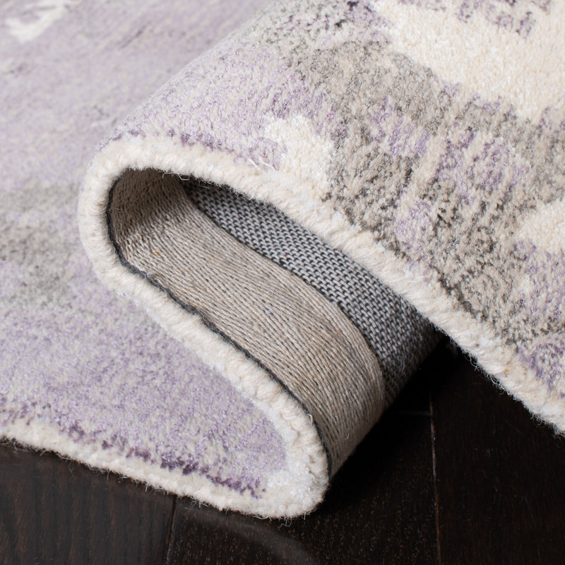 Tapis gris en laine / viscose touffeté à la main Layshia, Rectangle 4 pi x 6 pi