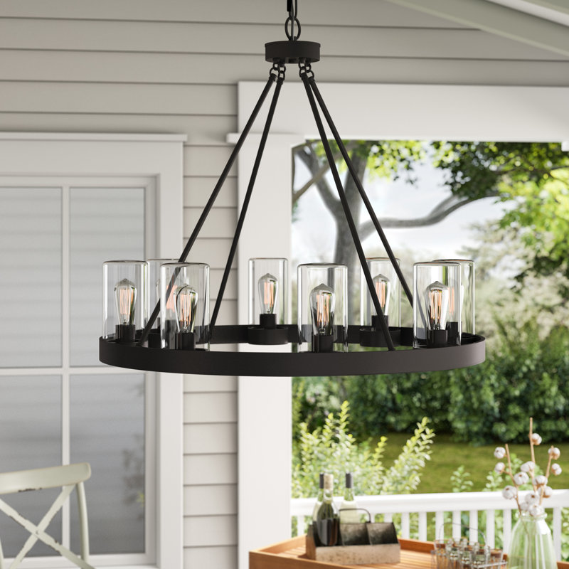 Lustre d'extérieur 8 lumières H 27,63 po Clemons