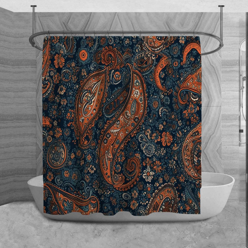 Rideau de douche à motif cachemire Jurlene, H 84 po x l 70 po