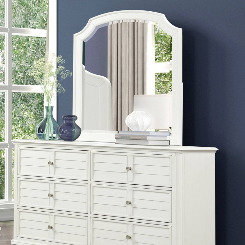 Miroir 39,9 "transitionnel / côtier, blanc antique