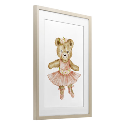 «Floral Ballerina Teddy Bear», reproduction encadrée sous verre, design par Amy Hall