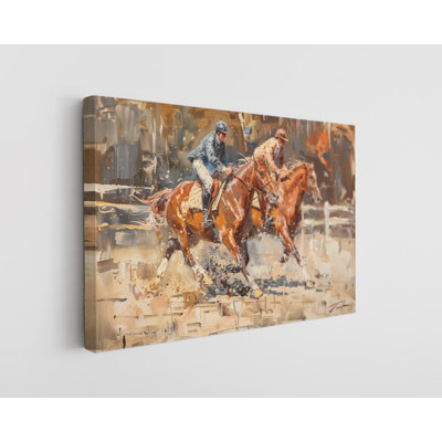 Two Jockeys Racing Canvas Print, Modern Wall Art Decor for Home & Office