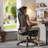 Niccoli Modern Ergonomic High-Back Mesh Home Office Chair with Flip-Up Arms, Footrest, and Wood-Grain Accents
