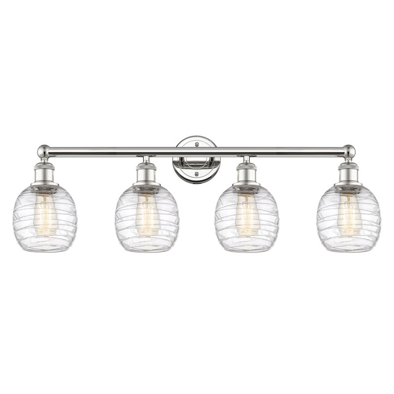 Éclairage pour meuble-lavabo 4 lumières Carlucci, Déco tourbillon, Nickel poli