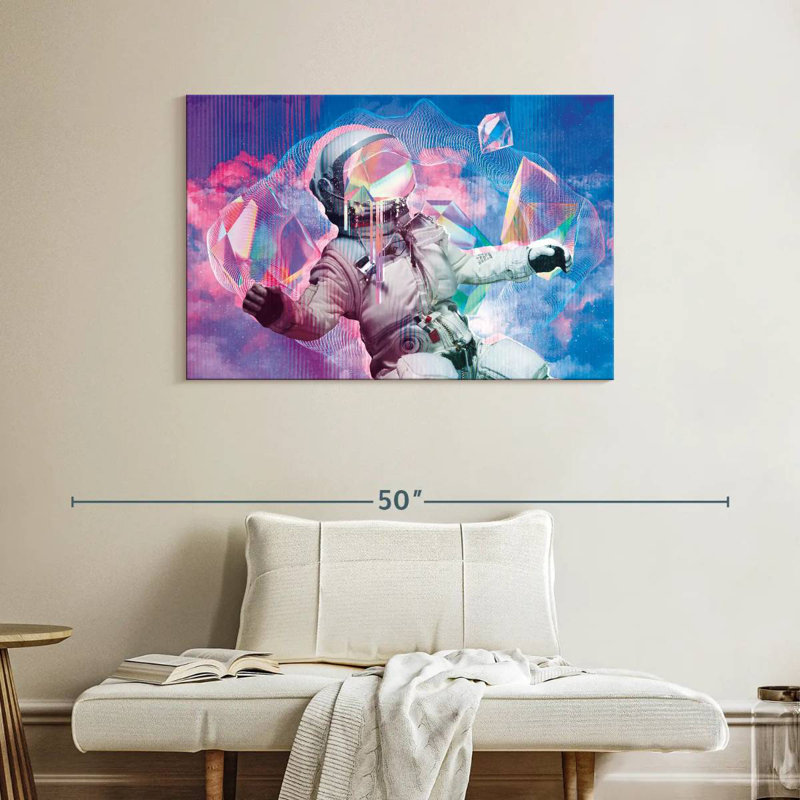 Retro Floating Astronaut, 26" H x 39" W