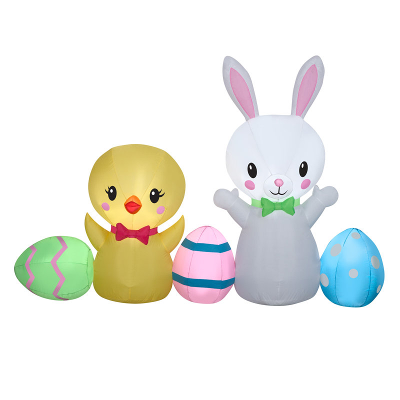 78" Inflatable Easter Bunny and Chick