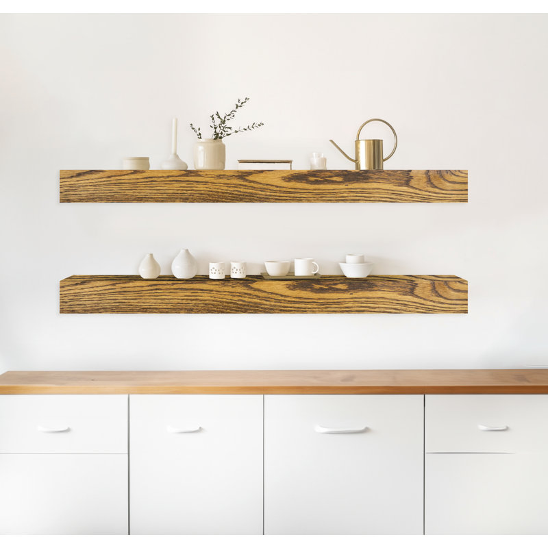 Emerald Lee 2 Piece Oak Floating Shelf, 5" H x 51" W x 5" D