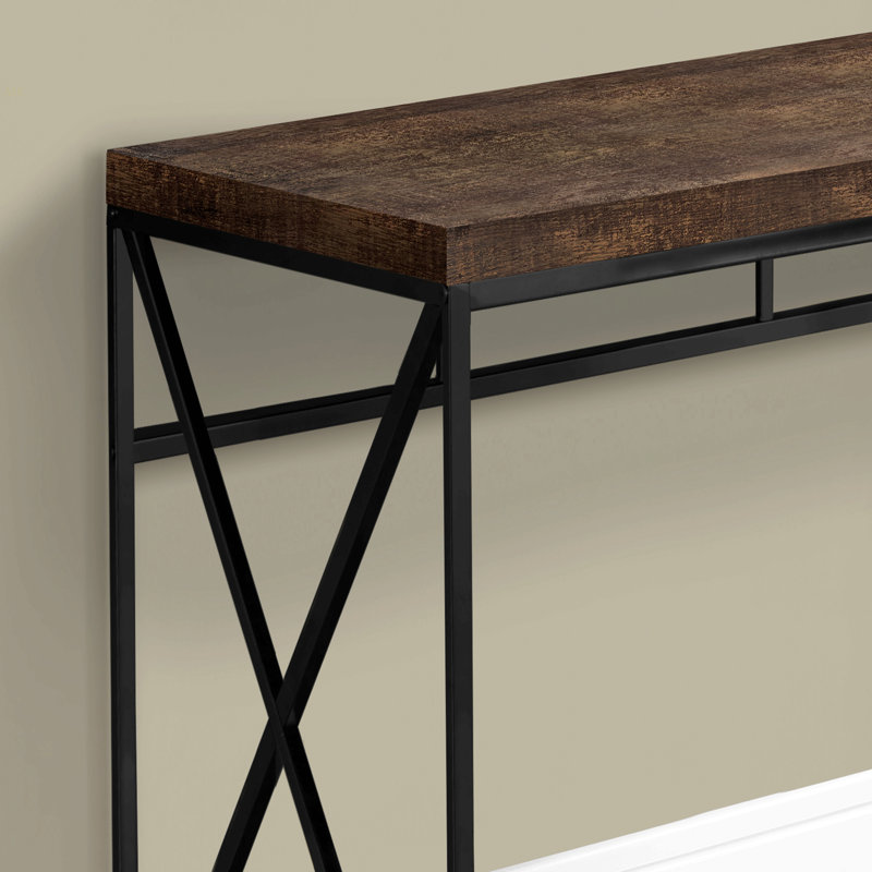 Bureau d'ordinateur, bureau personnel, ordinateur portable, travail, stratifié brun, métal noir, contemporain, moderne, Brun