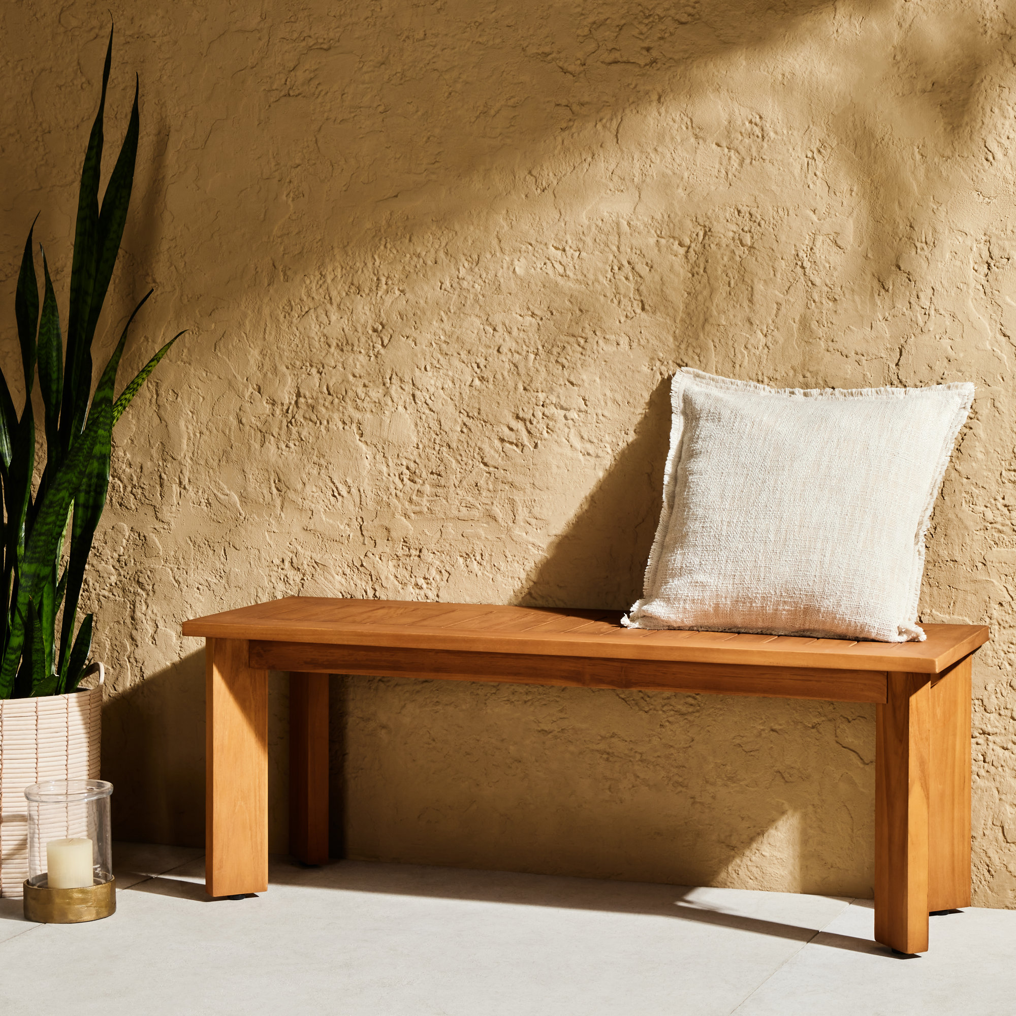 Tarbett Fringed Indoor/Outdoor Throw Pillow, Natural Cream, Square