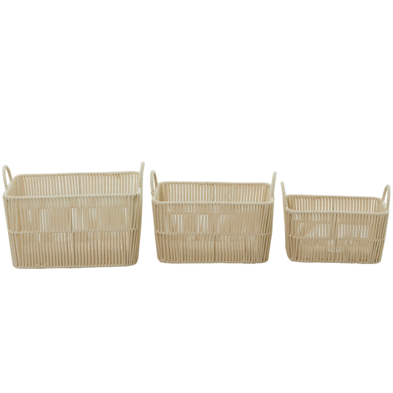 Handmade Basket - Set of 3, 11" H x 16.15" W x 11.75" D